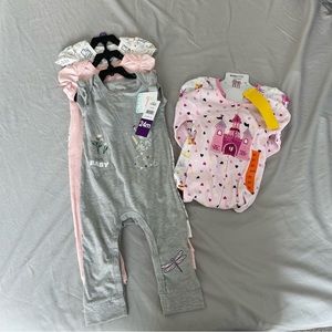 NWT Kids Headquarters 2 Pack Sleepers And Disney Baby 3 Pack Bodysuits
